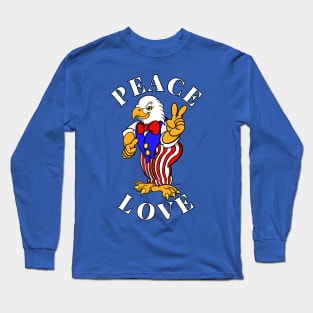 USA Bald Eagle PEACE LOVE Long Sleeve T-Shirt